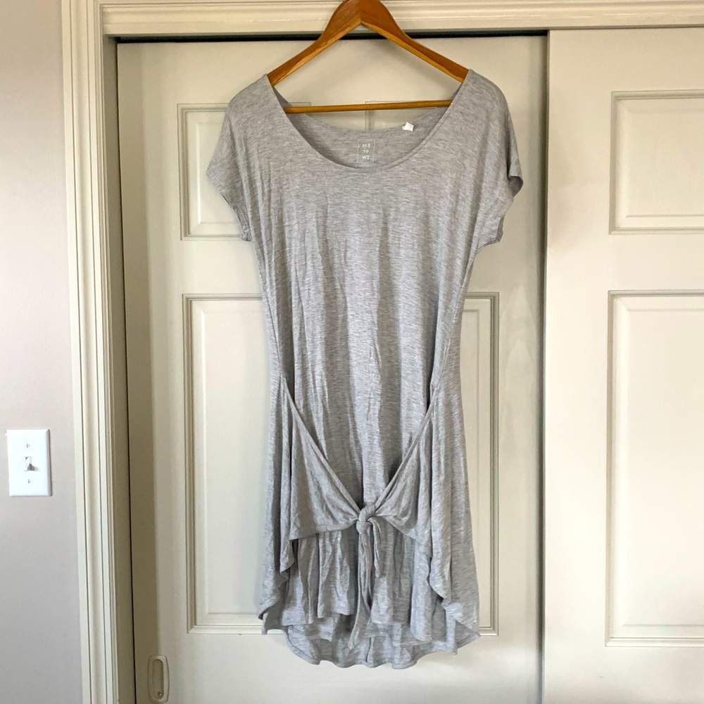 Me to We dress, soft grey material, tie front.